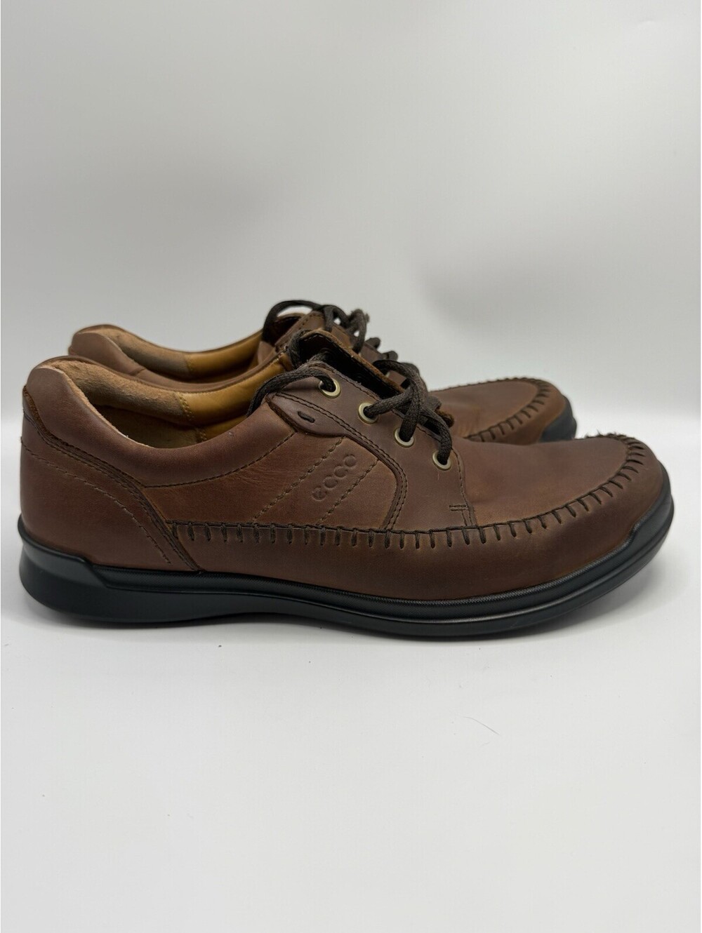 ECCO Seawalker Tie Brown Leather Casual Walking Shoes Men's EU 43 US 10-10.5